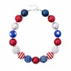 Girls Independence Day bead necklace 2pc set beaded necklace+bracelet stars and striped glitter patterns kids arylic jewelry sets