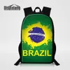 ブラジルのサッカーファンのための16インチの学校のバックパック男性ファッション旅行バッグパック男の子クールな学校バッグ子供ビッグポリエステルモキラリュックサック