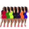 Nouveau grande taille 3X femmes été deux pièces ensemble couleur unie tenues à manches courtes t-shirt déchiré trous shorts vêtements de sport décontractés 2927