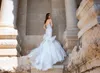 2020 vestidos de casamento de sereia strapless tulle applique arco sem mangas vestido de noiva varrer trem vestidos de novia