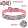 Bling Voller Strass Hundehalsband Gepolsterte Echtlederhalsbänder Kristall Diamante Besetzt Für Kleine Hunde Chihuahua Halsband Perro