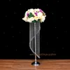 35.4inches Grand Silver Flower support en métal avec acrylique perles route mariage plomb décoration florale événement Centerpiece support senyu0241