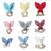 Baby Teether Rabbit Orelha Molares Treinamento Brinquedos Soothers Dentes De Madeira Anel Infantil Hand Rattles Newborn Enfermagem Denter Chewing Presentes Brinquedo D7432