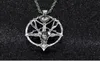 Fashion Pentagram Pan God Skull Goat Head Pendant Necklace Luck Satanism Occult Metal Vintage Silver Star Necklace for Man GB439