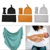 3 Pcs/set Maternal and Child Supplies Baby Swaddle Newborn Wrap Cap Headband Photography Photo Props Blanket Hat