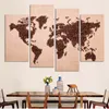 Tidsbegränsad varm försäljning unframed gratis frakt art deco vägg bilder 4 paneler kanfas kaffebönor världskarta heminredning modern