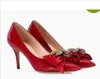 Sıcak Bayanlar partisi Bayanlar Yüksek Topuk Ayakkabı Sivri Burun Papyon Metal Arı Lüks Ayakkabı Hakiki Deri Moda Yeni Bahar Ayakkabı Ayakkabı Pompaları