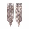 Wholesale-New trendy popular fashion luxury designer exaggerated glittering full rhinestone crystal long tassel stud earrings for women