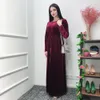 Muçulmano Veludo Maxi Vestido Abaya Inner Completo Longo Vestidos Vestidos Sashes Túnica Jalabiya Médio Oriente Ramadã Árabe Islâmico