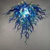 Лампы взорванные стеклянные люстры продажа синий и зеленый цвет художественный декор цепи кулон 60см роста ручной вздутие-стеклянный люстр лампы для гостиной