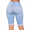 2019 neue elastische jeans für frauen mode niedrige taille motorrad knielänge kurvige straffe shorts diy jeans gerissen