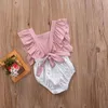 Sommarbarn Baby Girls Flower Patchwork Rompers Toddler Bodysuits Ruffles Bowknot Straps Jumpsuits Kläder Barnkläder