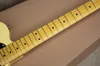 6 sznurków jasnożółtą gitarę elektryczną z żółtą klonową fretboardą czarny pickguard można dostosować zgodnie z żądaniem