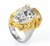 Bijoux vintage entièrement domineur lion hing ring Europe and America Cast lion king ring gold argent us taille 7-152380