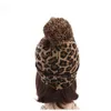 패션 여성 레오파드 가짜 모피 볼 겨울 따뜻한 크로 셰 뜨개질 니트 모자 비니 여성 모자 gorras7088815