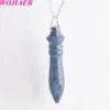 Wojier Natural Pedra Turquesa Roxo Crystal Pingente Pêndulo Para Dowsing Cone Reiki Bead Amulet Pendule Divinate Jóias (sem corrente) DBE900