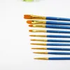 Акварель Гуашь Краска Кисти Наборы синий деревянная ручка Нейлон волос 10 шт Живопись Pen Стационарный Art Supplies