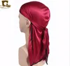 الرجال الصلبة أغطية الرأس عقال القراصنة حريري durag الذيل طويل headwrap الساتان تنفس باندانا قبعة العمامة الباروكة الملحقات GB807