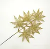 20pcs Branche de feuilles d'érable en poudre à paillettes pour accessoires d'arrangement de fleurs