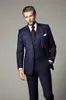 Mode Blue Stripe Groom Tuxedos Notch Lapel Män Bröllop Tuxedos Men Jacka Blazer Utmärkt 3 Piece Suit (Jacka + Byxor + Tie + Vest) 1672