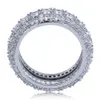 Diamantring hip hop iced ring silver män 18k pläterad för mode smycken grossist set diamant koppar cubic zirconia