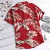 2020 estilo havaiano dos homens manga curta camisa de impressão férias plus size casual gola botão solto praia camisa vestuário conforto 318o