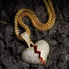 Iced out Small Heart Pendant Necklace With Rope Chain Gold Silver Color Cubic Zircon Hip hop Jewelry202N