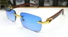 Neue Ankunft Frauen Herren Sonnenbrille Holz weiß Büffelhorn Brille rahmenlose Brillen Gold mit Box blau rosa gelb rot299M