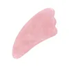 Rose Quartz Jade Guasha Facial Tools as Face Massager Natural Stone Scraper Chinese Gua Sha Pad for Skin Care Tool Gifts for Women Pink Manual Back Massagers Rock Set