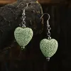 8 colors Lava Rock Heart shape Dangle Earrings Essential Oil Diffuser Natural stone Drop Ear Rings For women Fashion Aromatherapy Jewelry
