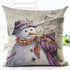 Gztzmy 45x45cm 2019New År dekor God Juldekorationer för hemkudde Santa Claus Reindeer Linne Cover Cushion Natal