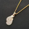 New Arrived Micro inlaid Zircon Boxing Gloves Pendant Necklace Mens 14k Gold Chains Hip Hop Jewelry3077