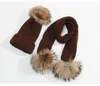 Fashion-And Scarf Sets Kids Winter Real Fur Hat Detachable Solid Beanie Ski Cap Scarf Kit Xmas Party Hats JJ19916
