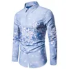 2020 дизайнер мужской тонкие подходят случайные рубашки печати цветочного узора отложной воротник с длинным рукавом блузкой для мужских плюс размером случайного уличного
