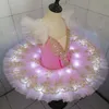 Nowy balet LED Tutu Professional Balerina Dzieci Kids Swan Lake Dance Costumes Dorosy dziewczyny lekkie naleśnik baletowy sukienka Balet187k