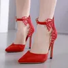 Femmes mode luxe designer vrouwen schoenen beige rood zwart uitgesneden puntige hoge hakken 3 kleuren maat 35-40