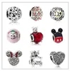 Fits Pandora Bracelets 20Pcs Heart Miki Mini Silver Charm Bead Loose Beads For Wholesale Diy European Sterling Jewelry Marking Charm Women