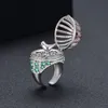 Big European and American Jewelry Personality Creativity Dream Bird Cage Round House Ring Drill Colored Zircon Open Tail Ring2609231