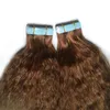 2021 New Skin Weft Tape In Hair Extension Brazilian Hair Bundle Kinky Straight Hair Black Brown Blonde Grey 99J 10 Color Available 12-24inch