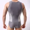 Sexig Man Vest Underhirts Mesh Men Bodysuit Man Andas Bodybuilding Manlig Slim Body Shaper Fitness Wrestling Singlets T-shirts