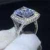 Anello Vecalon Princess Promise in argento sterling 925 con 6 ct 5A Cz Anelli di fidanzamento per fedi nuziali per le donne Gioielli da dito da sposa2632