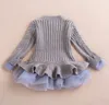 Vieeolove Girls Babys koronkowy tutu sukienki Sweter dla dzieci dziecięce ubranie 2021 Nowa jesień zima długie rękawy Księżniczka Dres 199m