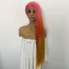 Pełna koronkowa ludzka perukę z baby włosy Pre zepsuty brazylijski Remy Hair Ombre Kolor Różowy / Czerwony / Żółty Koronki Członka Ludzkich Włosów Peruki