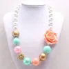 charm baby flower beads necklace fashion girls children chunky bubblegum handmade necklace jewelry for toddler gift