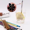 8.5"Stainless Steel Metal Drinking Straws HEART Shaped Reusable Portable E-co Friendly Tubes Colorful Metal Straw XBJK2006