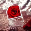 Ny Clear Acrylic Flower Box Mini Single Rose Flowers Box Valentine039S Day Flower Gift med täckning för flickvän fru9828704