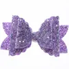 50pcs 8cm Newborn Glitter Leather Hair Bow With Fully Covered For Hair Clips Bowknot Boutique Hair Bows For Headbands