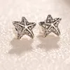 Real 925 Sterling Silver Cute Starfish Stud Earrings Original Box for Pandora CZ Diamond Women Girls Earring Set