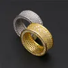 Anello ghiacciato Hip Hop Micro Pave CZ Anello da tennis in pietra Uomo Donna Gioielli con ciondolo Anello in oro placcato argento 3A con zircone