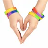 LGBT LESBIAN Rainbow Silicone Bracelets Gay Rubber Sports Wrist Band Wristlet Bracelet Wristband party favor T9I004415261008